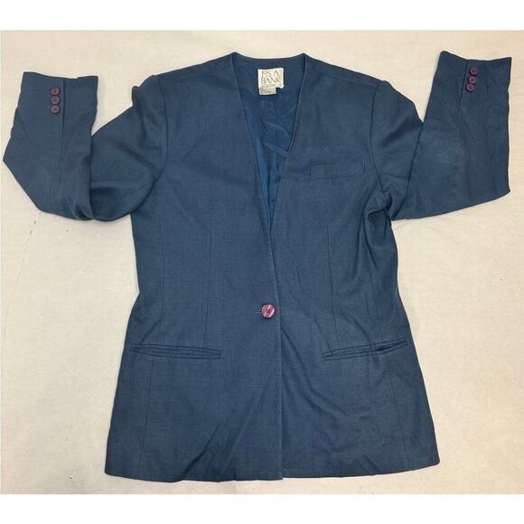 Vintage 100% Linen Single Breasted Lined Blazer Jacket Classic - Women's Size 10 - Picture 1 of 10